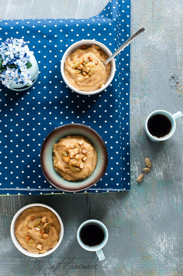 Sajjige - Milk Rava Kesari in bowls