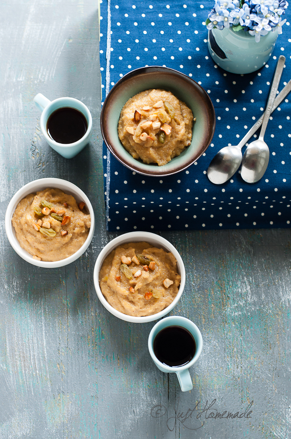 Sajjige - Milk Rava Kesari in bowls