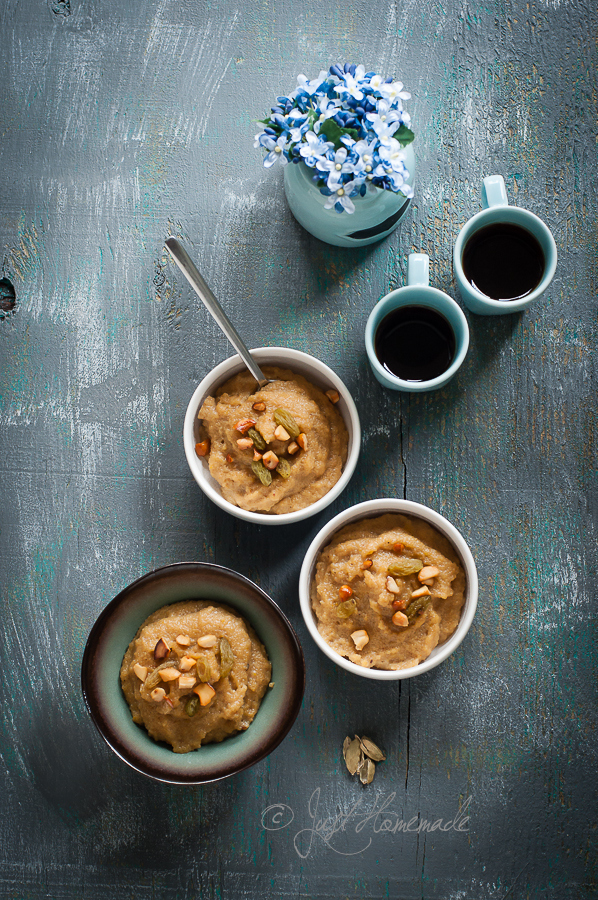 Sajjige - Milk Rava Kesari in bowls